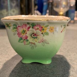 Vintage Appleblossom Floral Green Vase